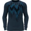ODLO BL TOP CREW NECK LS ACTIVE WARM ECO GRAPHIC BLUE WING TEAL 23