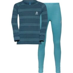 ODLO ACTIVE WARM ECO SET LONG KIDS REEF WATERS/BLUE WING TEAL 23