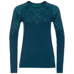 ODLO BL TOP CREW NECK L/S KINSHIP PW 200 W BLUE WING TEAL MELANGE 23
