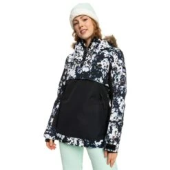 ROXY SHELTER JK TRUE BLACK BLACK FLOWERS 23 -Warm Winter Outlet Store 9 115969 shelter jk true black black flowers erjtj03370 kvj1 03