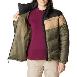 COLUMBIA PUFFECT COLOR BLOCKED JKT W STONE GREEN BE 23 -Warm Winter Outlet Store 9 117039 1955101 398 03