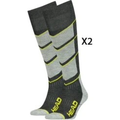 HEAD SKI V-SHAPE KNEEH 2 PAIR DARK GREY YELLOW 23