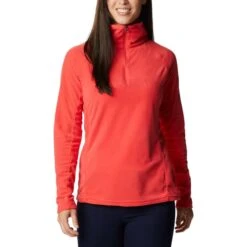 COLUMBIA GLACIAL IV 1/2 ZIP RED HIBISCUS 22