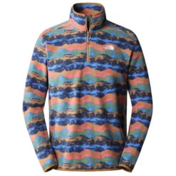THE NORTH FACE M 100 GLACIER 1/4 ZIP UTILITY BROWN MOUNTAIN PANORAMA PRINT 23