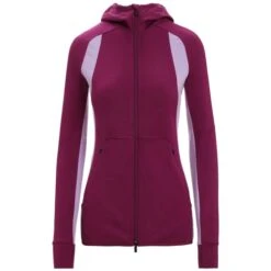 ICEBREAKER MERINO W ZONEKNIT LS ZIP HOODIE GO BERRY/PURPLE GAZE/CB 23