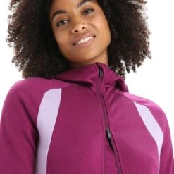 ICEBREAKER MERINO W ZONEKNIT LS ZIP HOODIE GO BERRY/PURPLE GAZE/CB 23 -Warm Winter Outlet Store 9 124885 ib0a56gb822 05