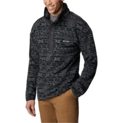 COLUMBIA M HELVETIA 1/2 SNAP FLEE BLACK 80S STRIP 23 -Warm Winter Outlet Store 9 128107 1889853 015 04