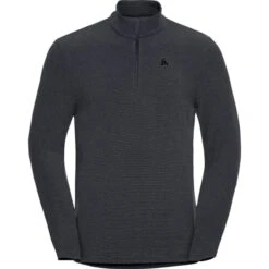 ODLO ROY MIDLAYER 1/2 ZIP SHALE GREY/BLACK STRIPES 23