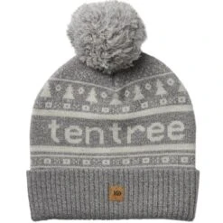 TENTREE CABIN BEANIE HI RISE GREY MARLED/ELM WHITE MARLED 21