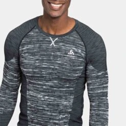 ODLO BLACKCOMB ECO BL TOP CREW NECK L/S BLACK SPACE DYE 23 -Warm Winter Outlet Store 9 95365 blackcomb eco bl top crew neck l s black space dye 188562 60223 03