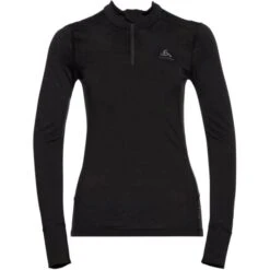 ODLO MERINO 200 BL TOP TURTLE NECK L/S HALF ZIP W BLACK - BLACK 23